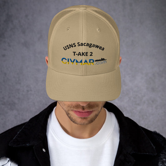 USNS Sacagawea T-AKE 2 Khaki Trucker Hat