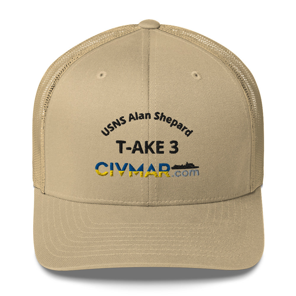 USNS Alan Shepard T-AKE 3 Khaki Trucker Cap